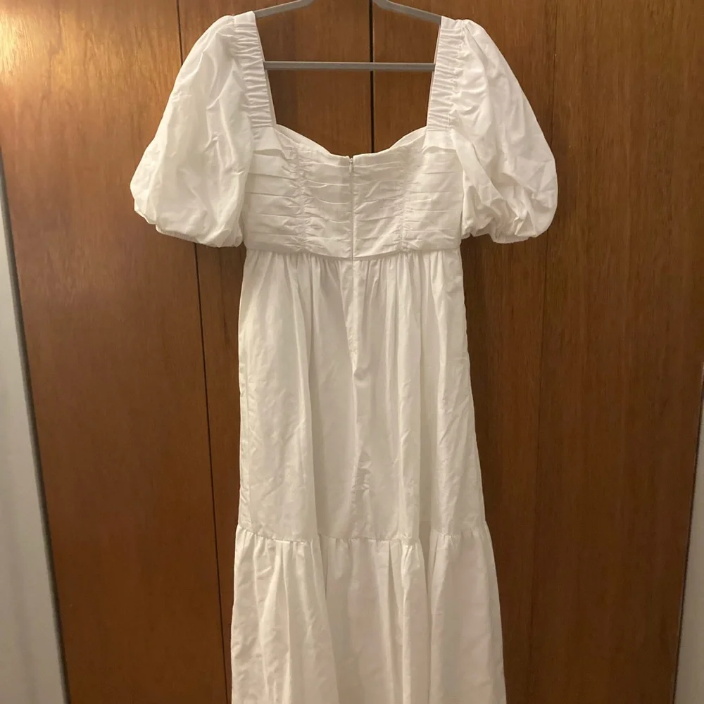 Self-Portrait White Taffeta Puff Sleeve Dress - Picture 4 of 5